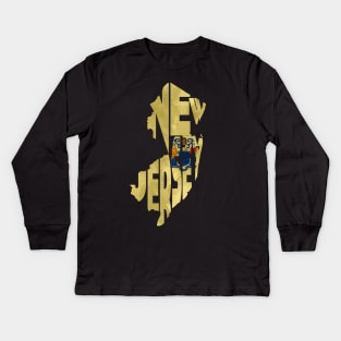 New Jersey Typo Map Kids Long Sleeve T-Shirt